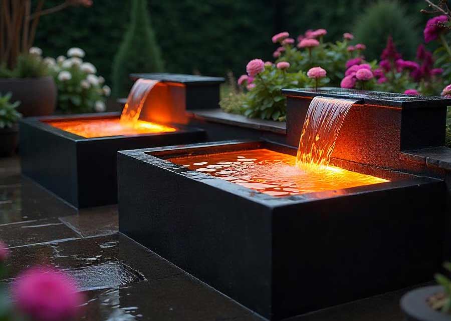Wasserfall bei Nacht im Freien