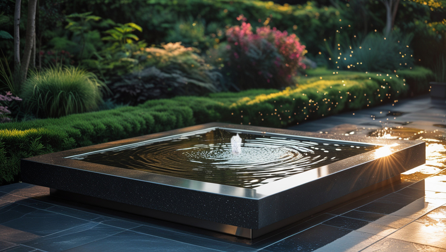 Quadratischer Wassertisch mit Granitplatte